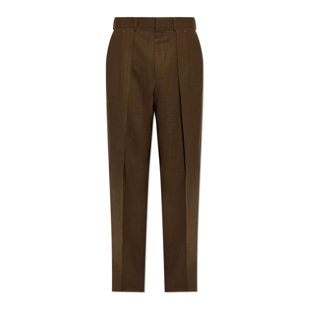 Tom Ford Men's Brown Suit Trousers, L, Wool Crease-Front Trousers