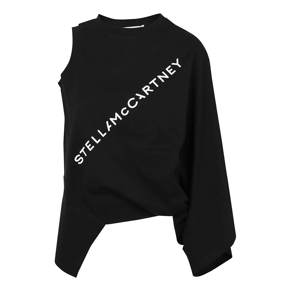 Stella Mccartney Zwarte Asymmetrische Mouw Sweater Black Dames