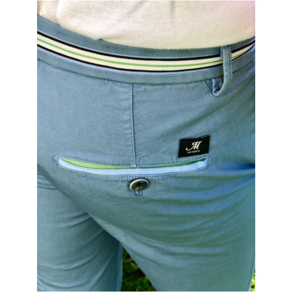 Mason's Slim Fit Katoenen Broek met Satijnen Tailleband Blue Heren