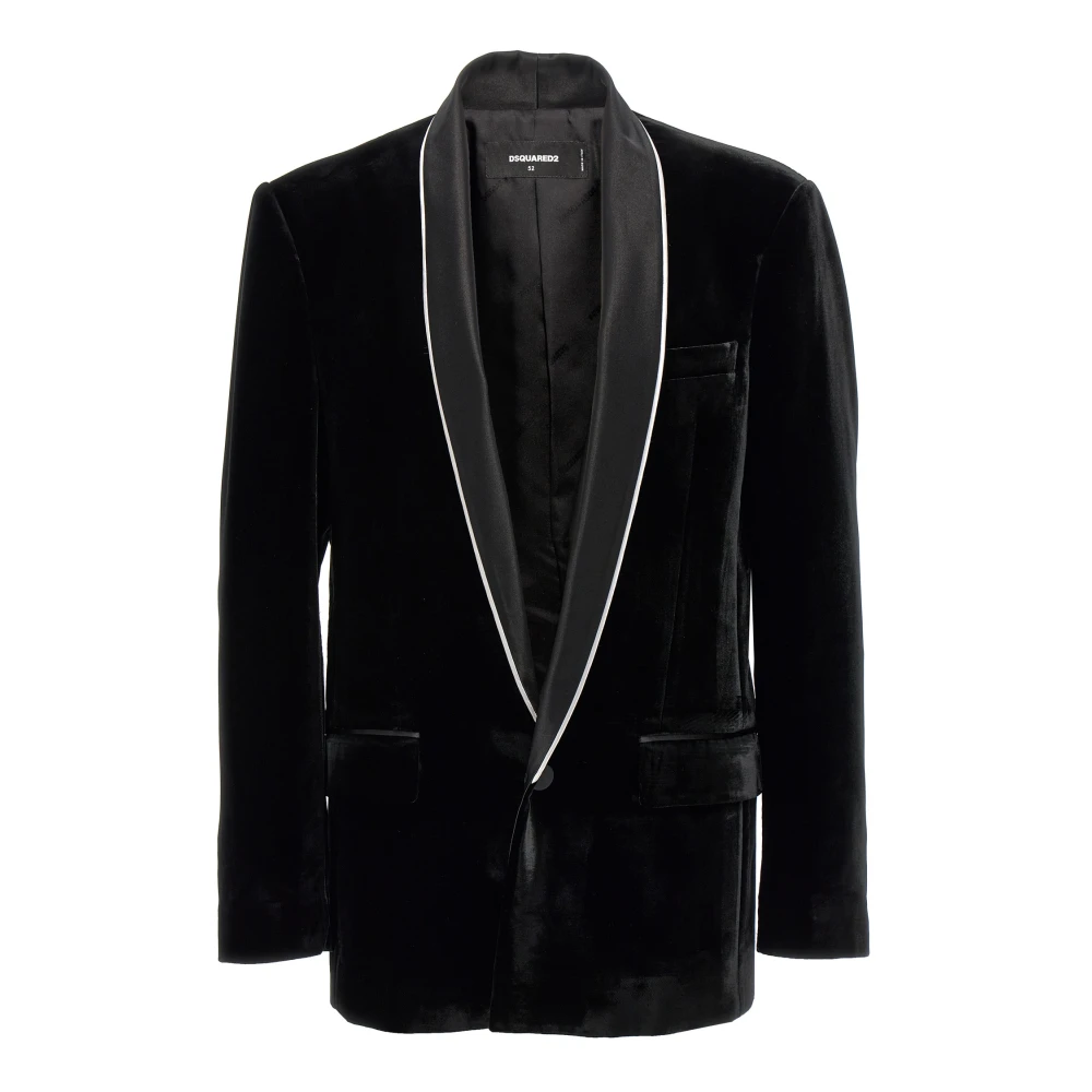 Dsquared2 Black Blazers, Male, L, Velvet Palm Beach Tuxedo Blazer