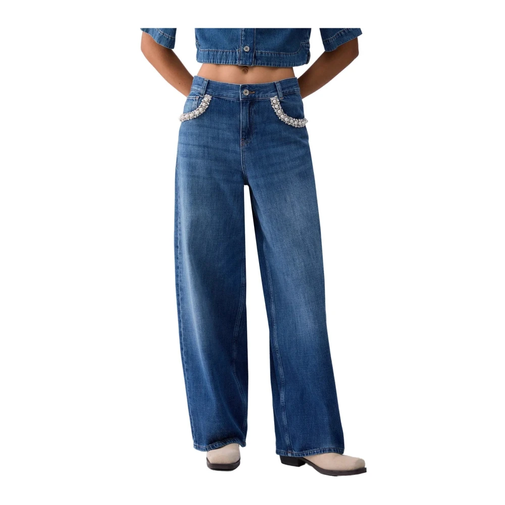 Liu Jo Vrouw Blauw Jeans Dames, W28, Katoen, Wide Jeans
