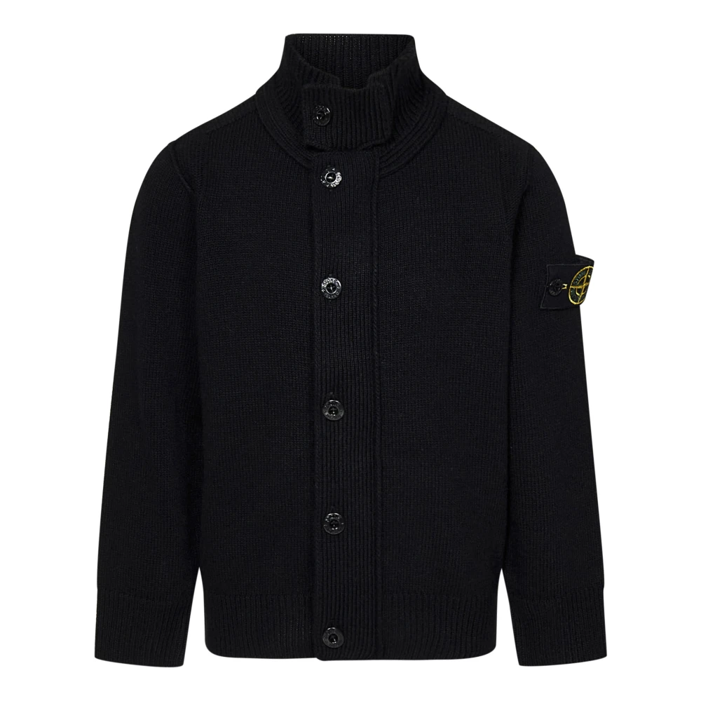 Stone Island Svart Stickat Turtleneck Kofta Aw24 Black, Pojke