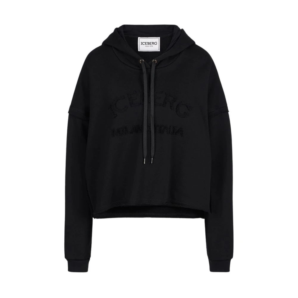 Iceberg Geknipte sweatshirt met capuchon Black Dames