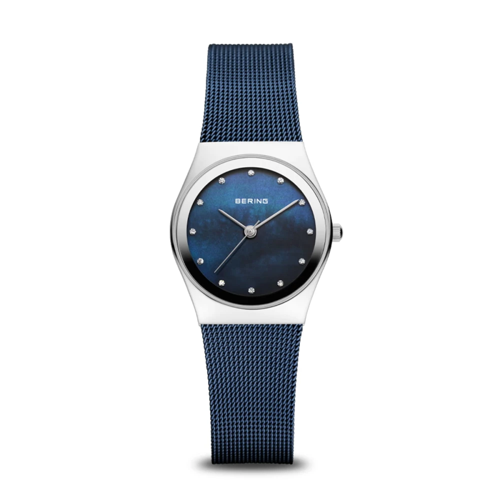 Bering Women's Silver/Blue Watch Classic Glossy With Milanese Bracelet 12927-307