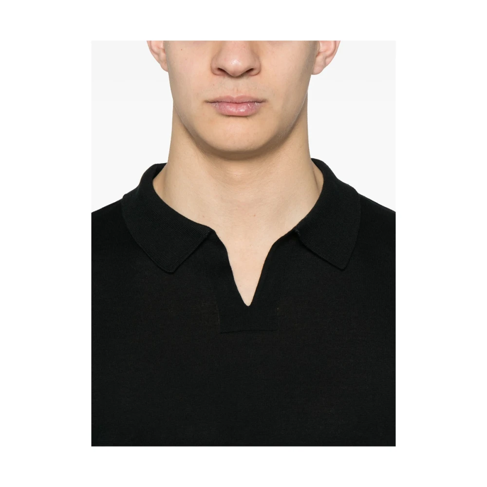 John Smedley Zwarte Polokraag Trui Black Heren