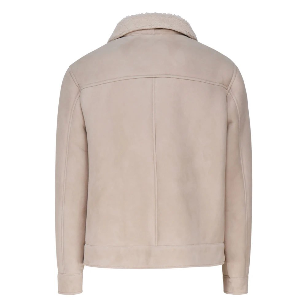 Eleventy Shearling Zip Jas Beige Lam Beige Heren