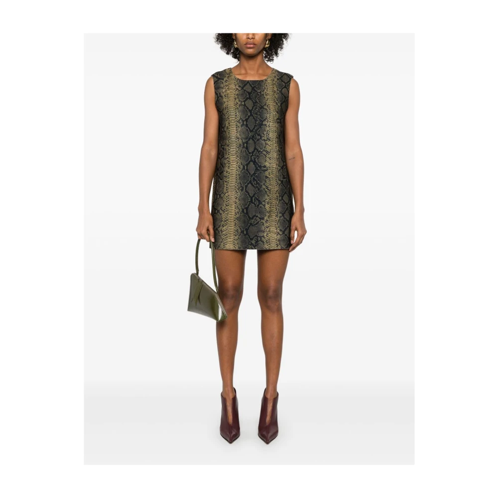 Norma Kamali Slangenprint Crew Neck Jurk Black Dames