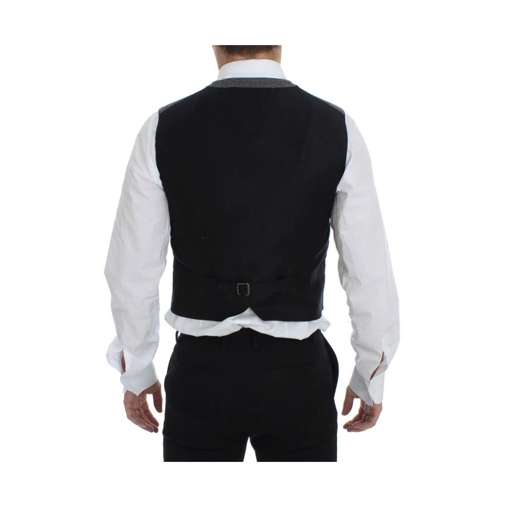 Dolce & Gabbana Grijze Single-Breasted Jurk Vest Gray Heren
