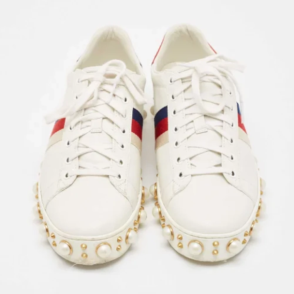 Gucci Vintage Pre-owned Leather sneakers White Dames