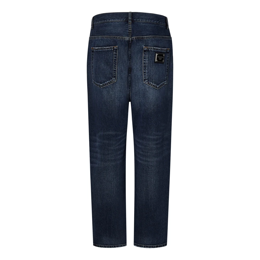 Dolce & Gabbana Blauwe Loose Fit Jeans Knoopsluiting Blue Heren