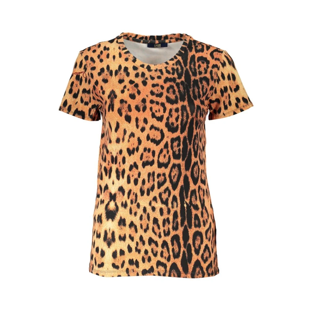 Cavalli Class Gestreept T-shirt met logo Orange Dames
