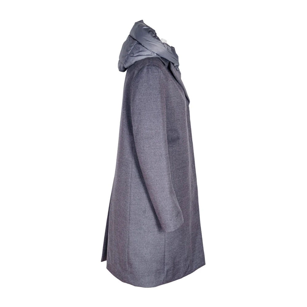 Duno Lange wollen jas met afneembare capuchon Gray Dames