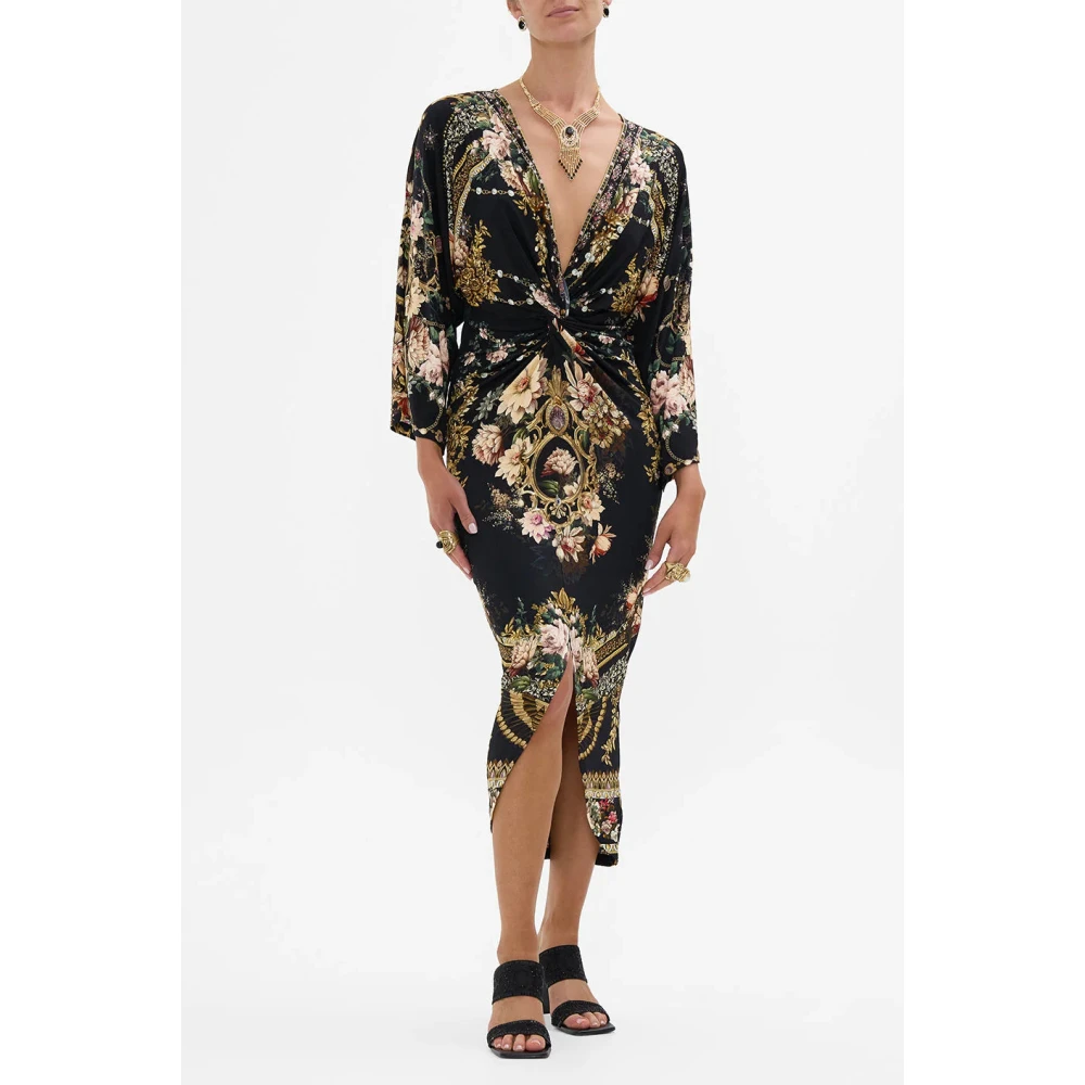 Camilla Zwarte Bloemen Twist Jurk Dynasty Daze Black Dames