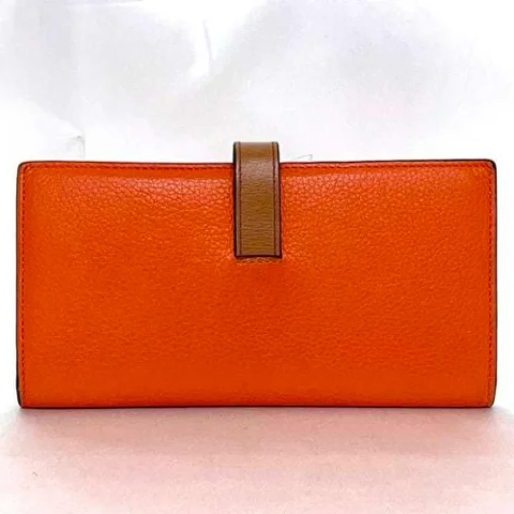 Loewe Pre-owned Leather wallets Orange Dames