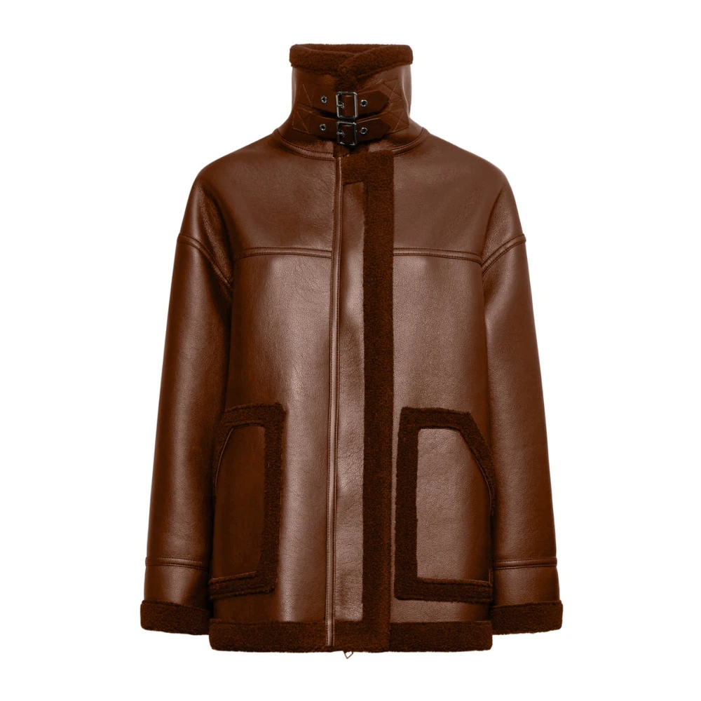 Silvian Heach Donna Marrone Faux Fur Shearling Jackets