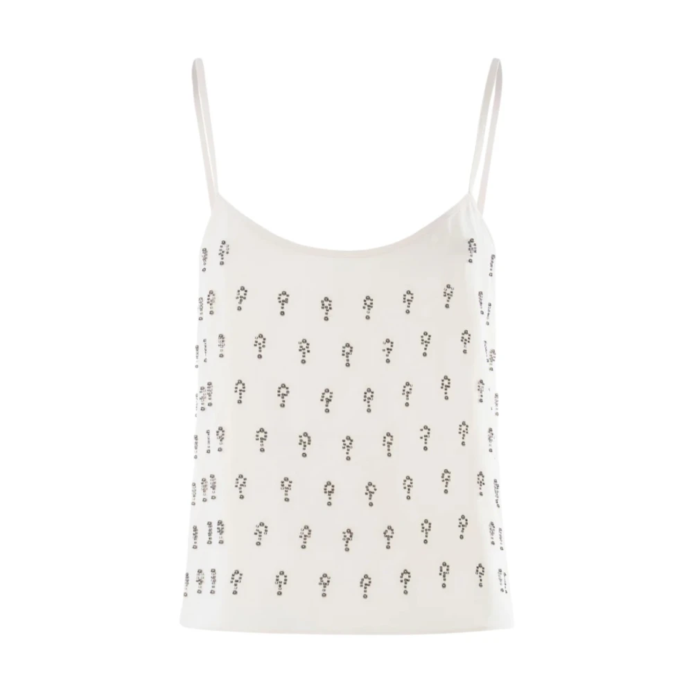 Nenette Vrouw Beige Tops Dames, Xs, Polyester, Sleeveless Top