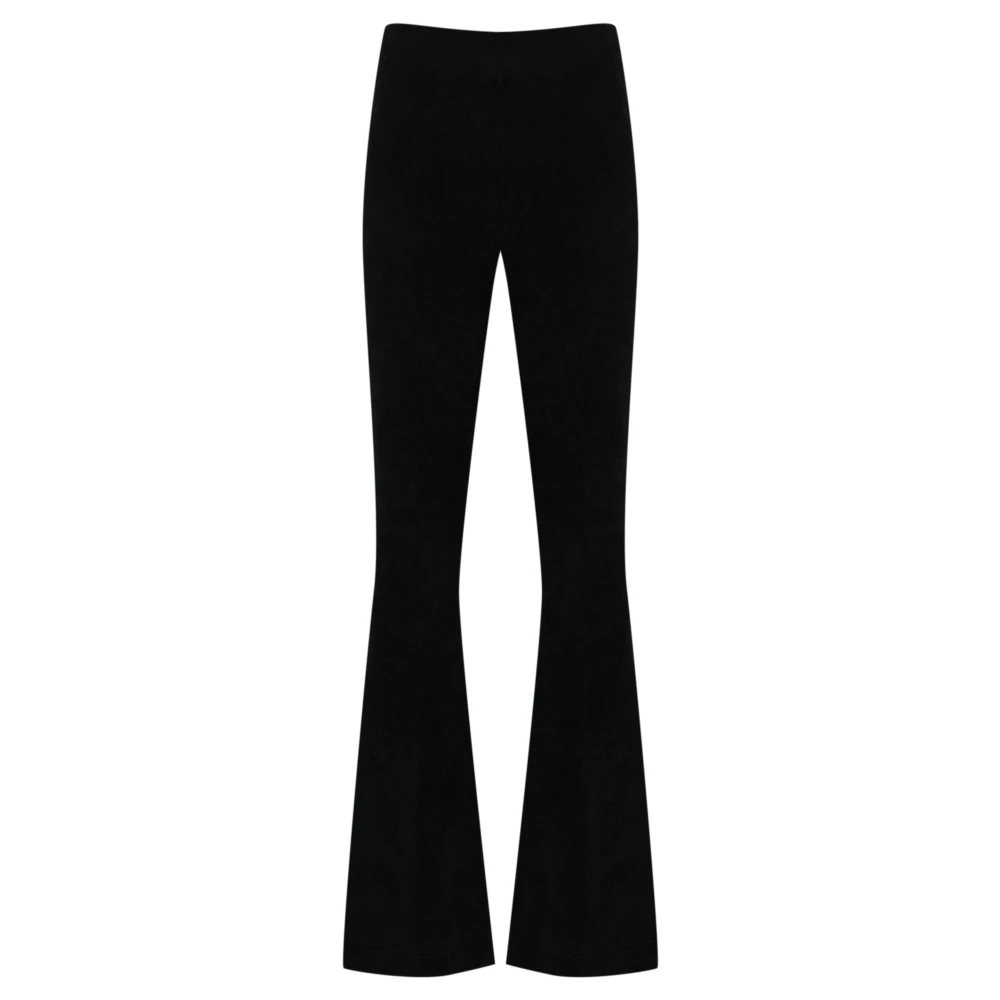 Twinset Zwarte Flare Broek Ciniglia Effect Black Dames