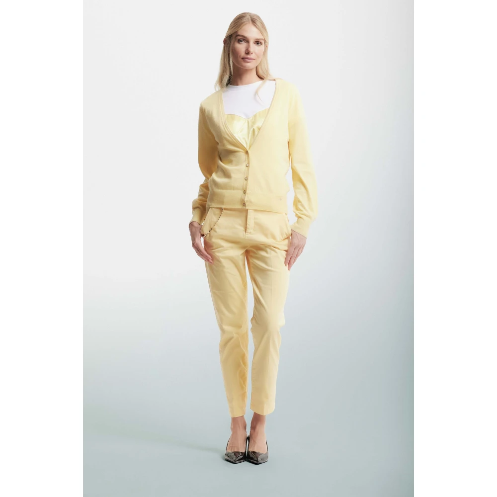 Kocca Verfijnde Gebreide Vest met Contrasterende Rand Yellow Dames