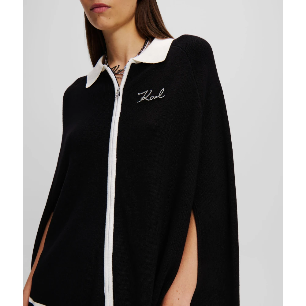 Karl Lagerfeld Smalle gebreide kledingstuk met grafische afwerking Black Dames