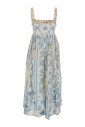 robe-longue-bleue-brodee-de-fleurs-en-lin