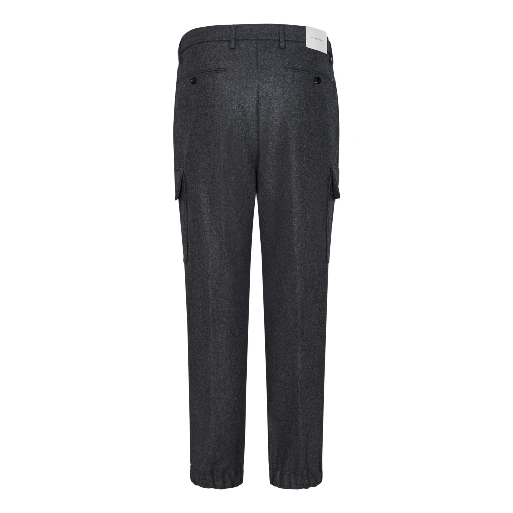 Michael Coal Grijze wollen cargobroek met trekkoord Gray Heren