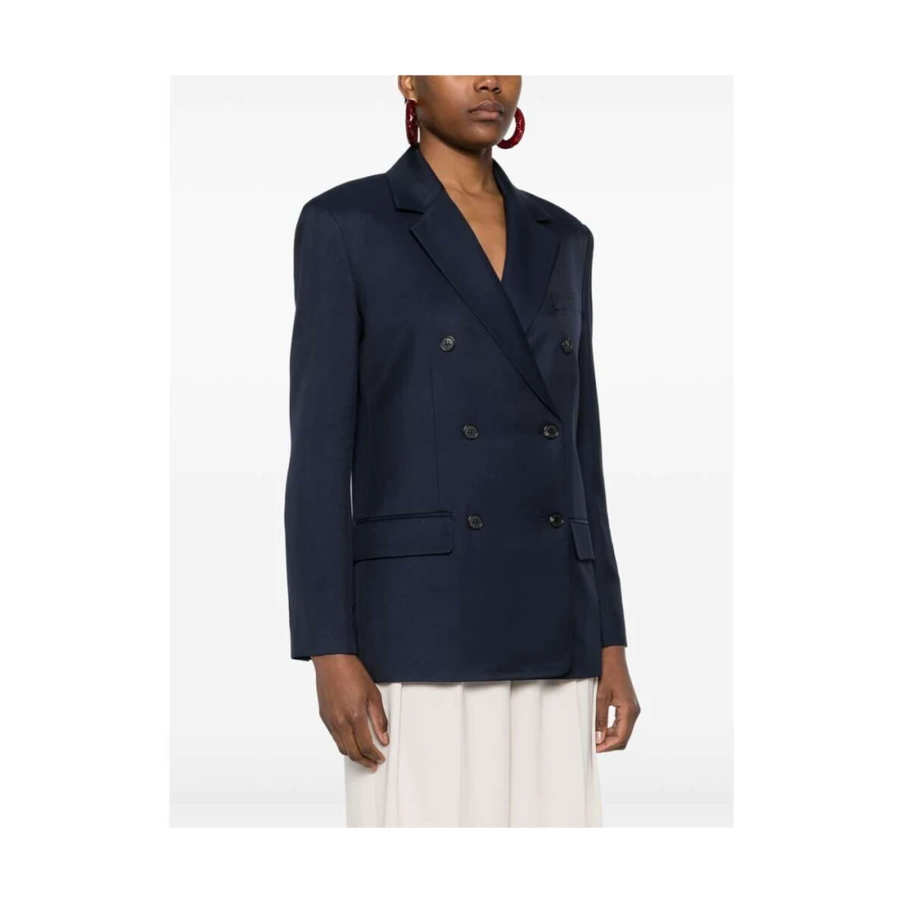 Theory Navy Blauw Dubbel-Breasted Jas Blue Dames
