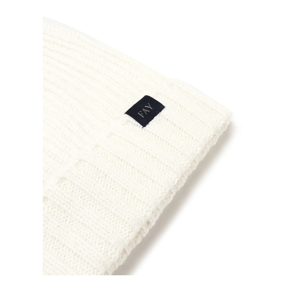 Fay Melkwitte Ribgebreide Muts White Heren