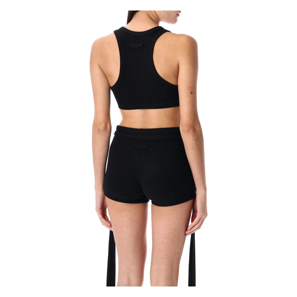 Jean Paul Gaultier Zwarte Geribbelde Tanktop met Gespen Black Dames