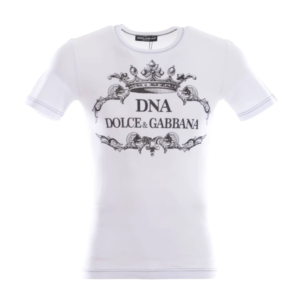 Dolce & Gabbana Blauw Wit DNA Crewneck Sweater White Heren