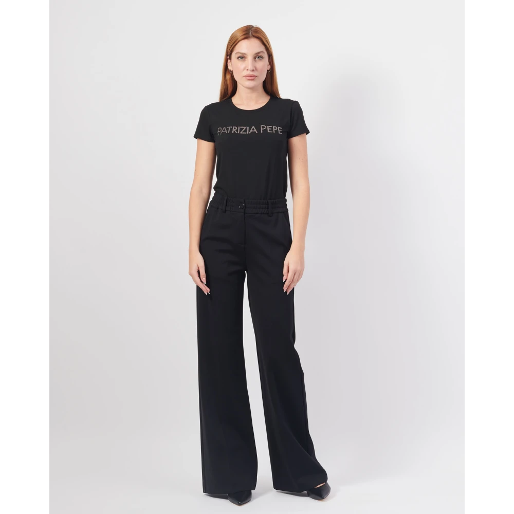 PATRIZIA PEPE Zwarte Broek met Palazzo Pasvorm Black Dames