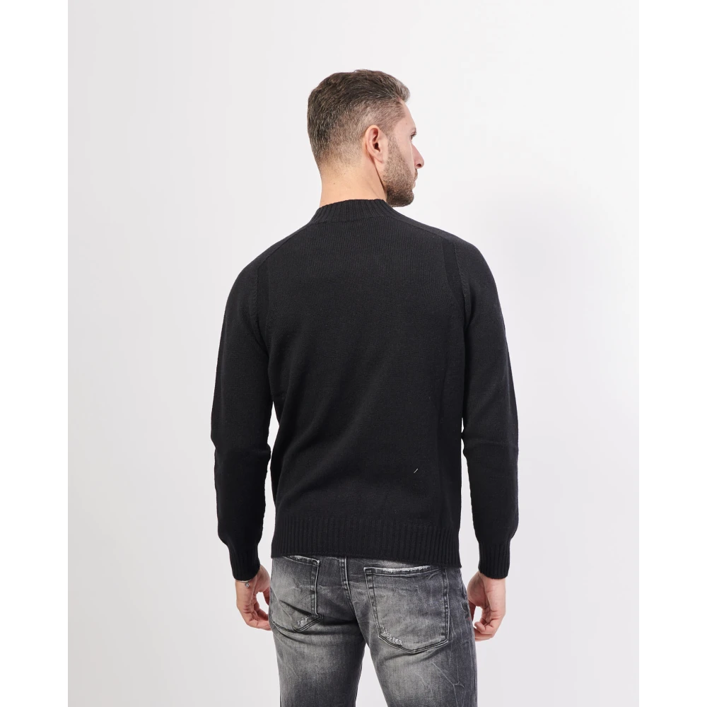 Gran Sasso Zwarte Alpaca Cashmere Trui Black Heren