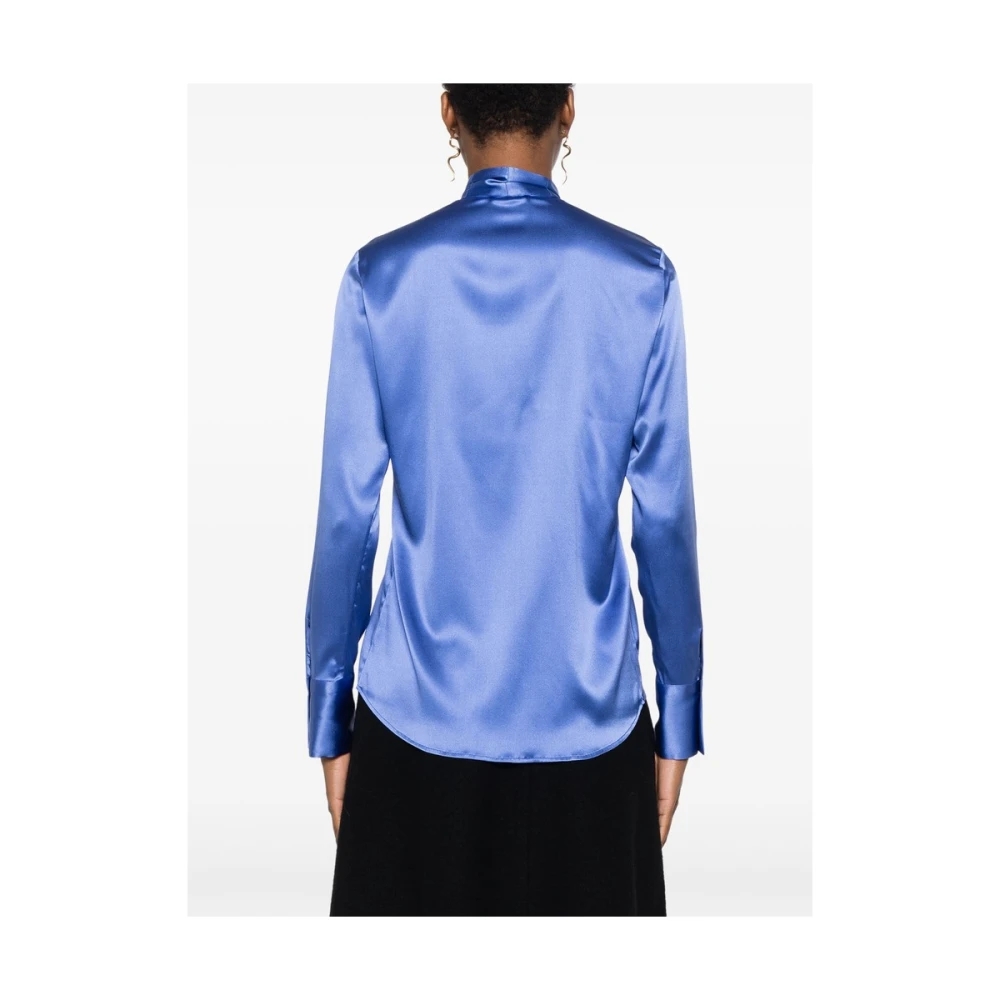 Mazzarelli Koningsblauwe Zijdeblend Satijnen Overhemd Blue Dames