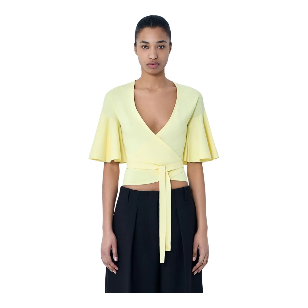 Jacquemus Women's Yellow Blouses, S, Wrap Knit Top