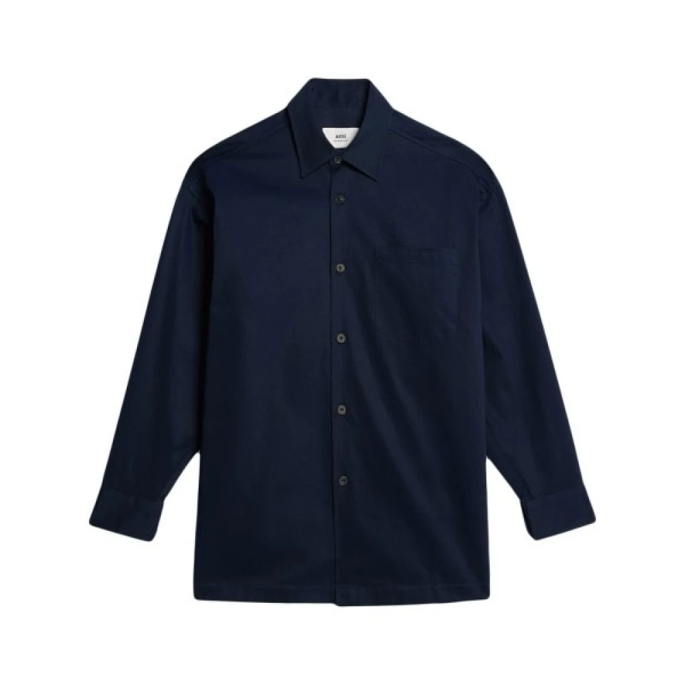 Ami Paris Men's Blue Casual Oversized Cotton Shirt