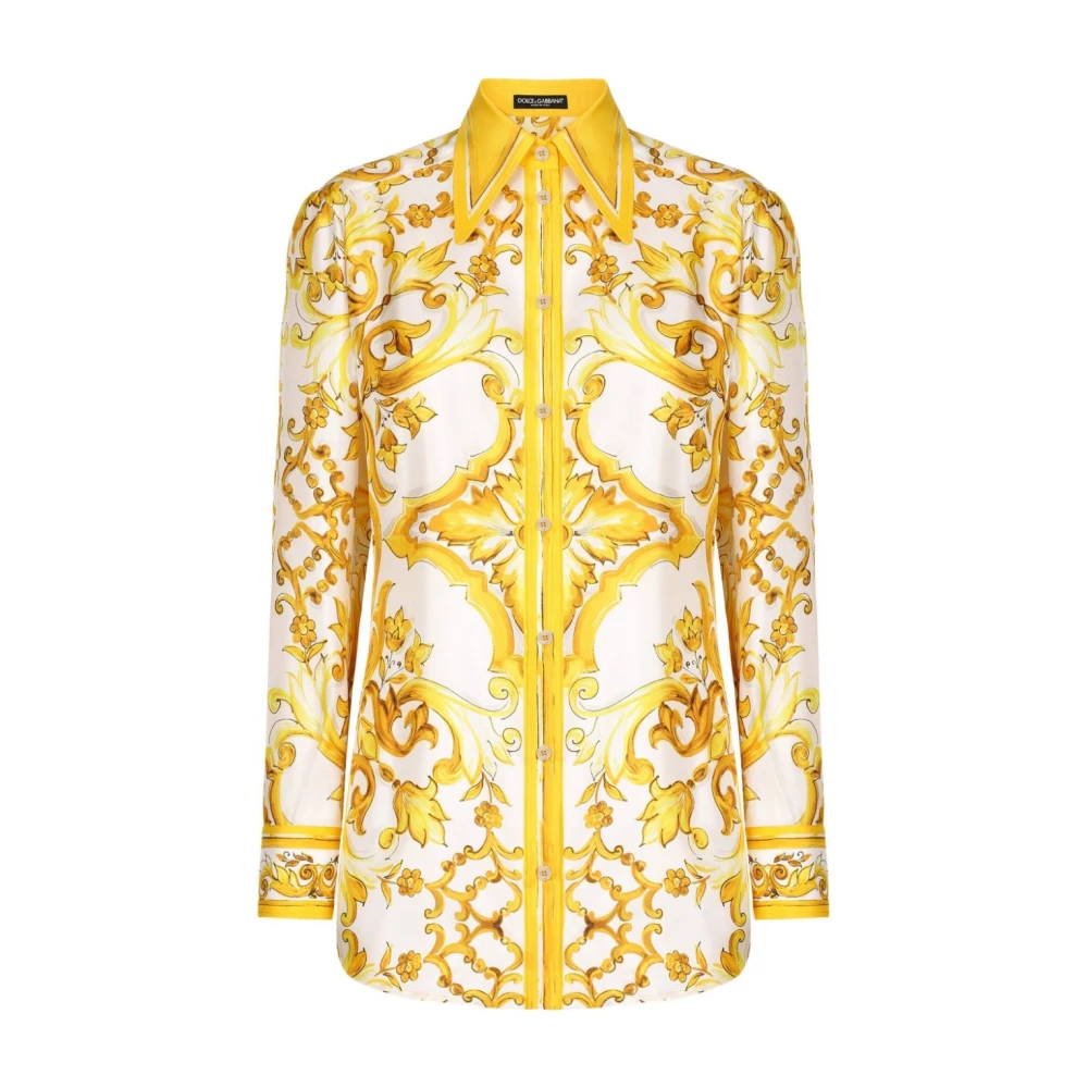 Dolce & Gabbana Gele Zijden Twill Weefsel Overhemd Yellow Dames