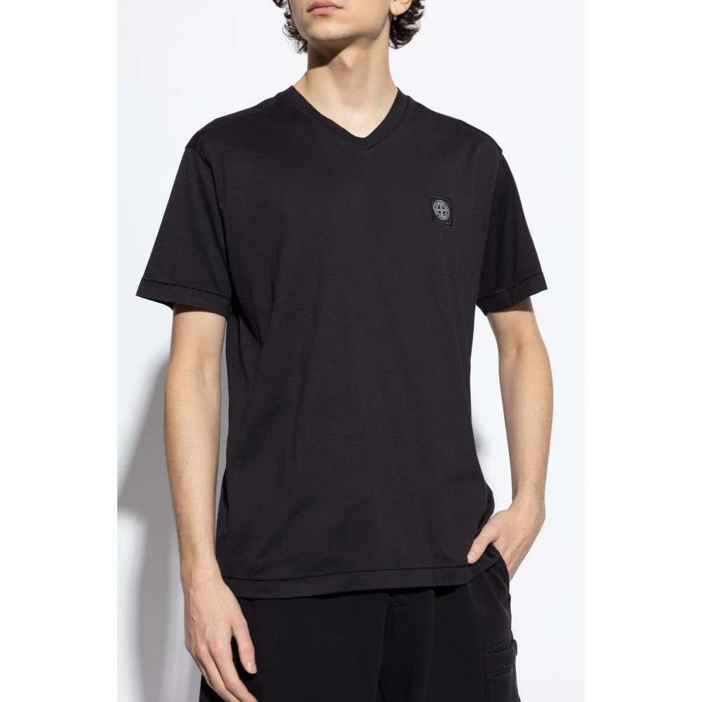 Stone Island V-hals T-shirt Black Heren