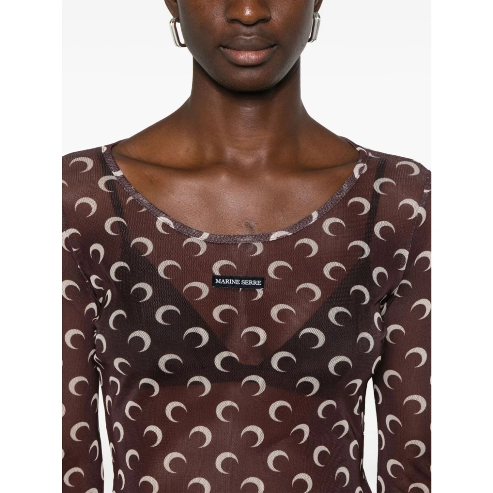 Marine Serre Bruine Top voor Vrouwen Aw24 Brown Dames