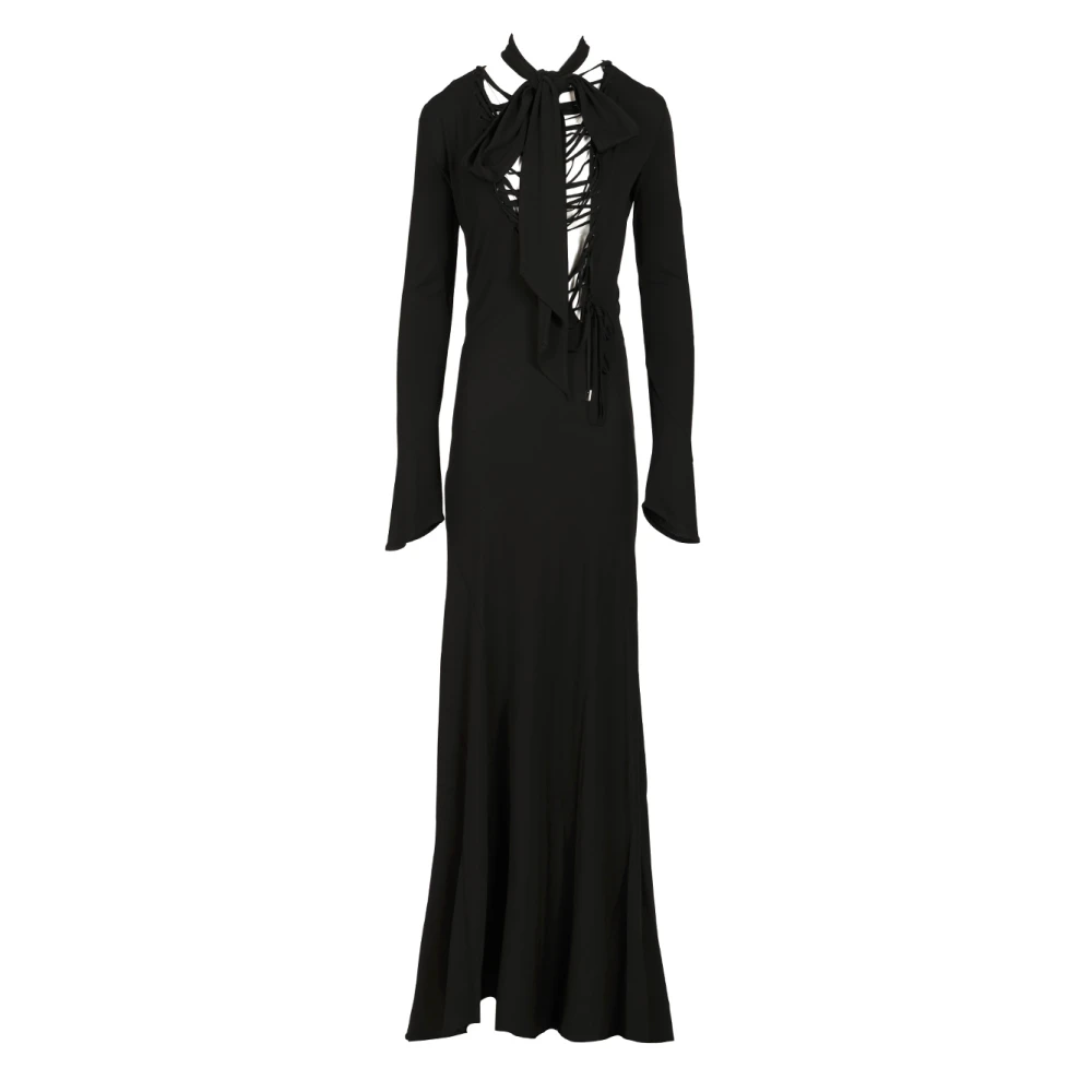 The Attico Black Maxi Dresses, Female, M, Viscose Crepe Midi Dress