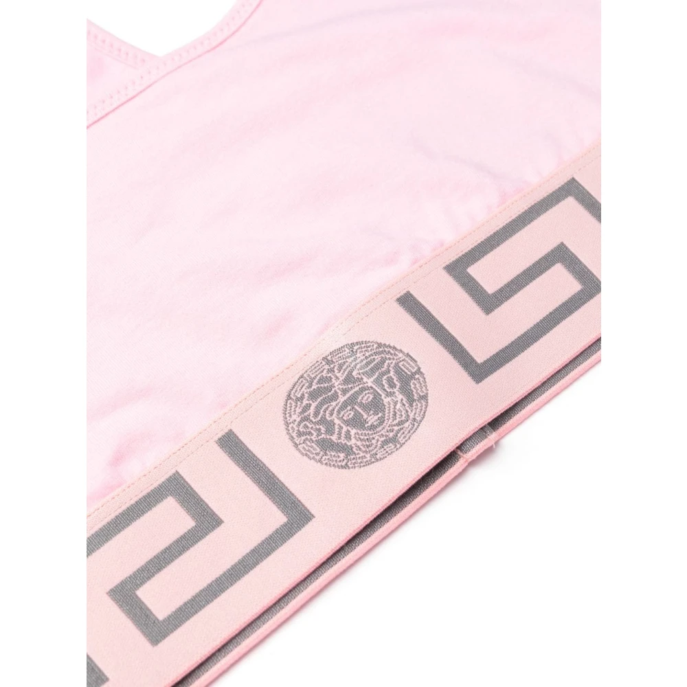Versace Roze Crop Top met Greca en Medusa Print Pink Dames