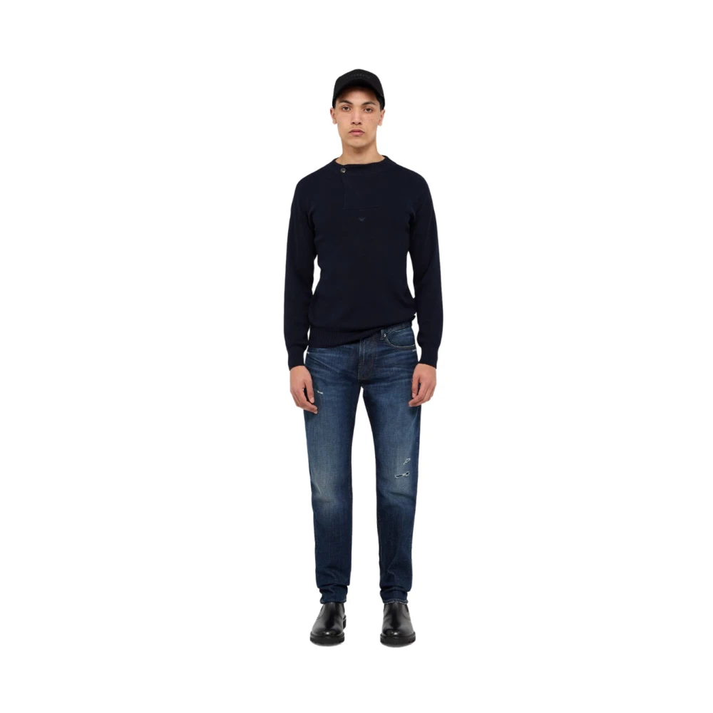 Emporio Armani Basis Pullover Sweater Blue Heren