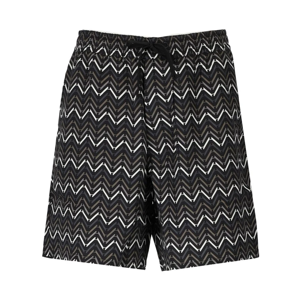 Emporio Armani Men's Black Multicolor Bermuda Shorts - Casual Shorts - M - Shorts