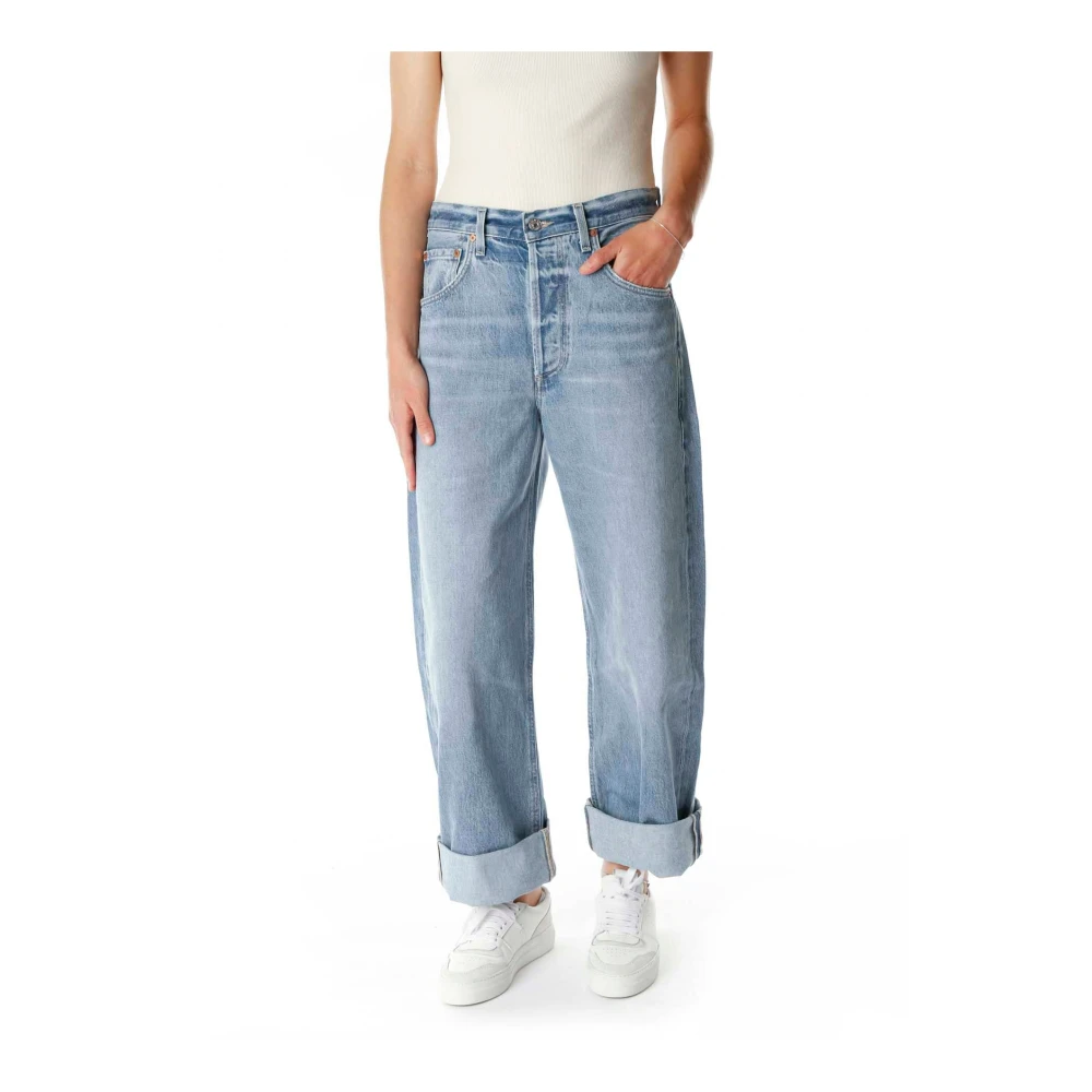 Citizens of Humanity Baggy Cropped Straight Leg Jeans Blue Dames