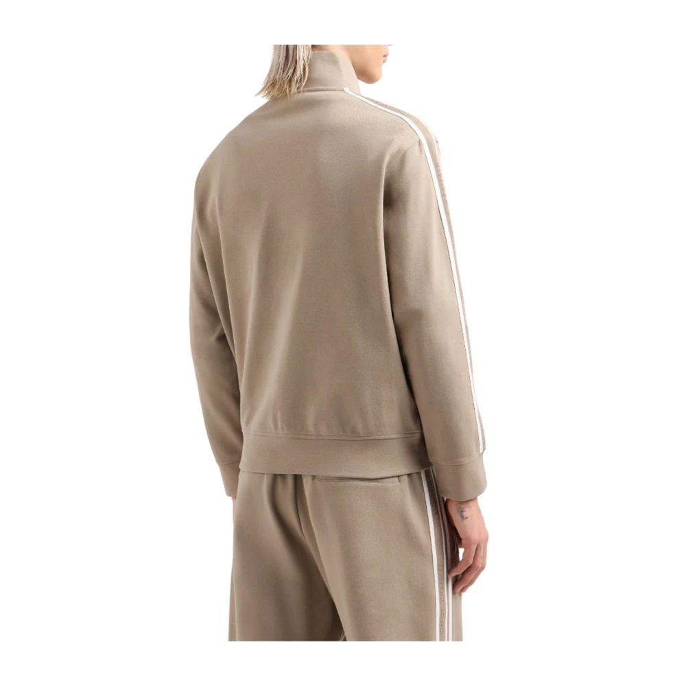 Emporio Armani Diagonale Zip Sweater Beige Heren