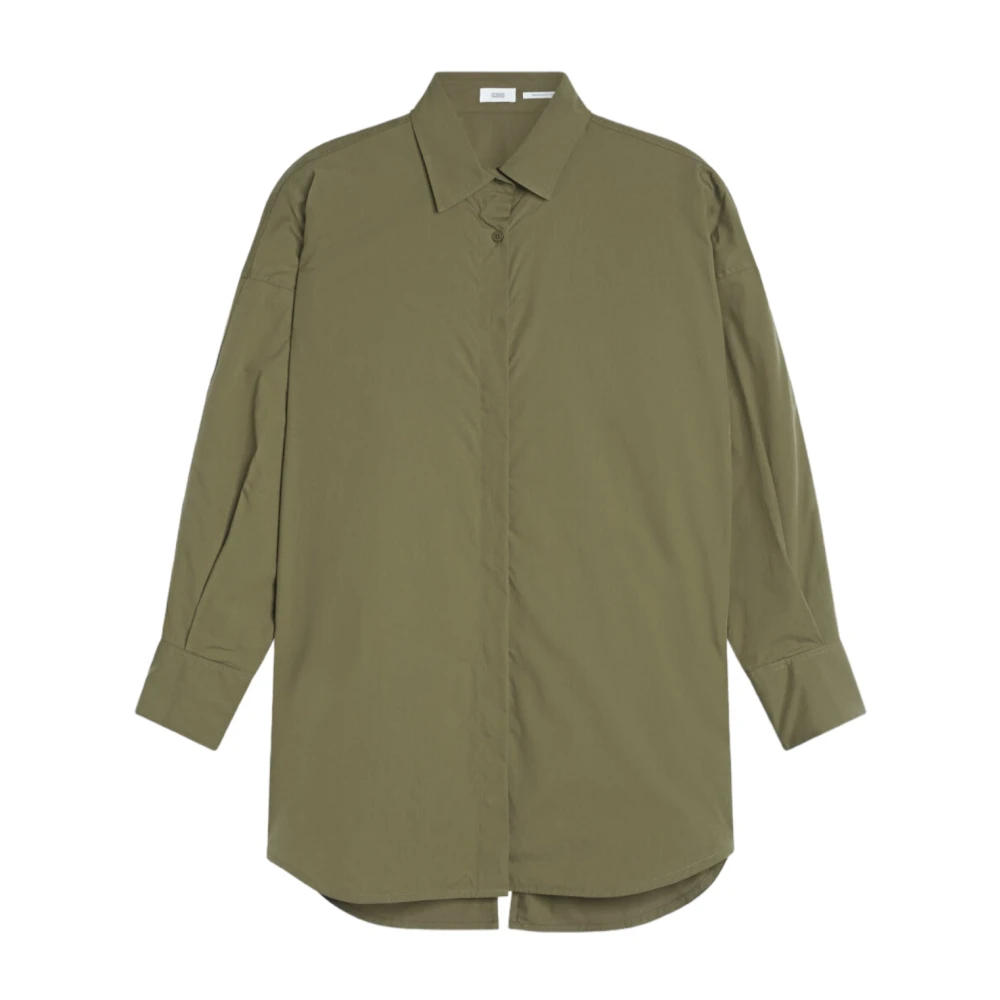 closed A-lijn Poplin Blouse met Verborgen Split Green Dames