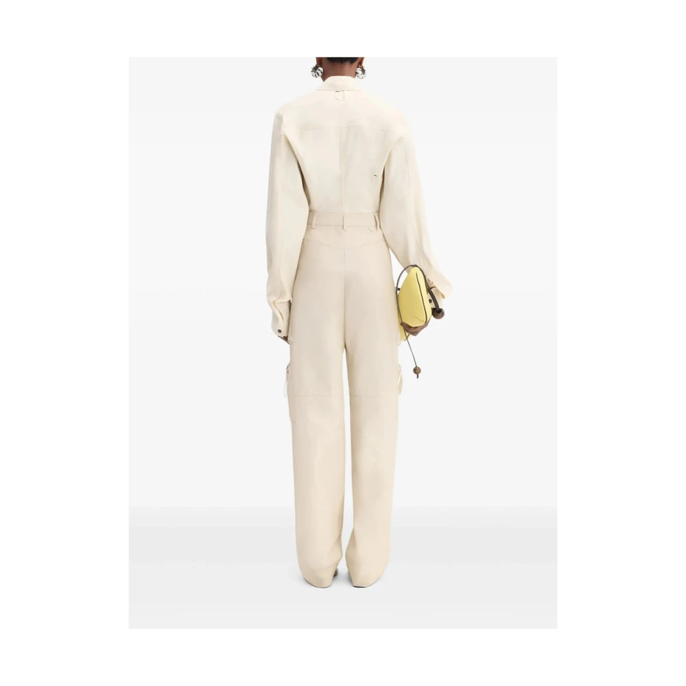 Jacquemus Beige Broek met Riem en Zakken Beige Dames
