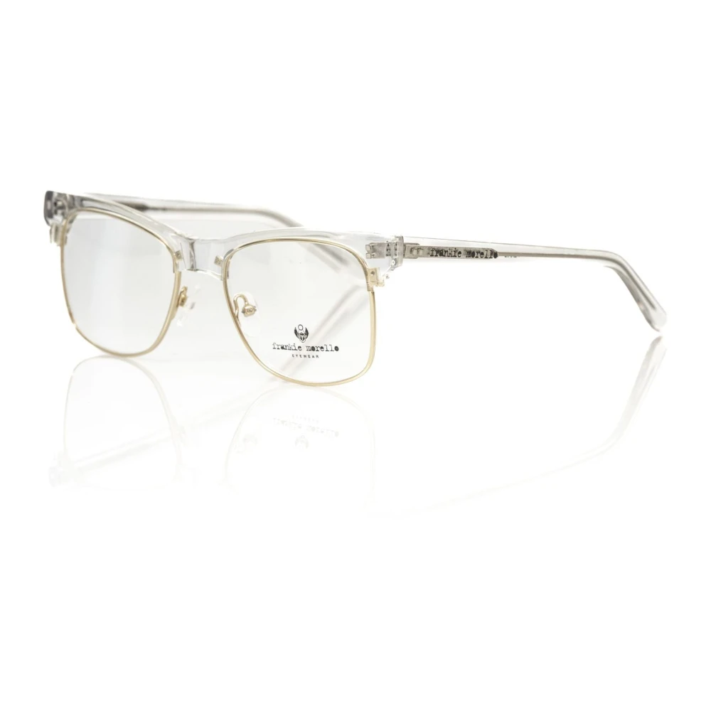 Frankie Morello Men's Beige Glasses, One Size, Gold Metallic Clubmaster Eyeglass Frame