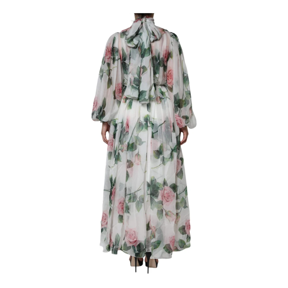 Dolce & Gabbana Bloemenprint Zijden Maxi Jurk met Ritssluiting Multicolor Dames