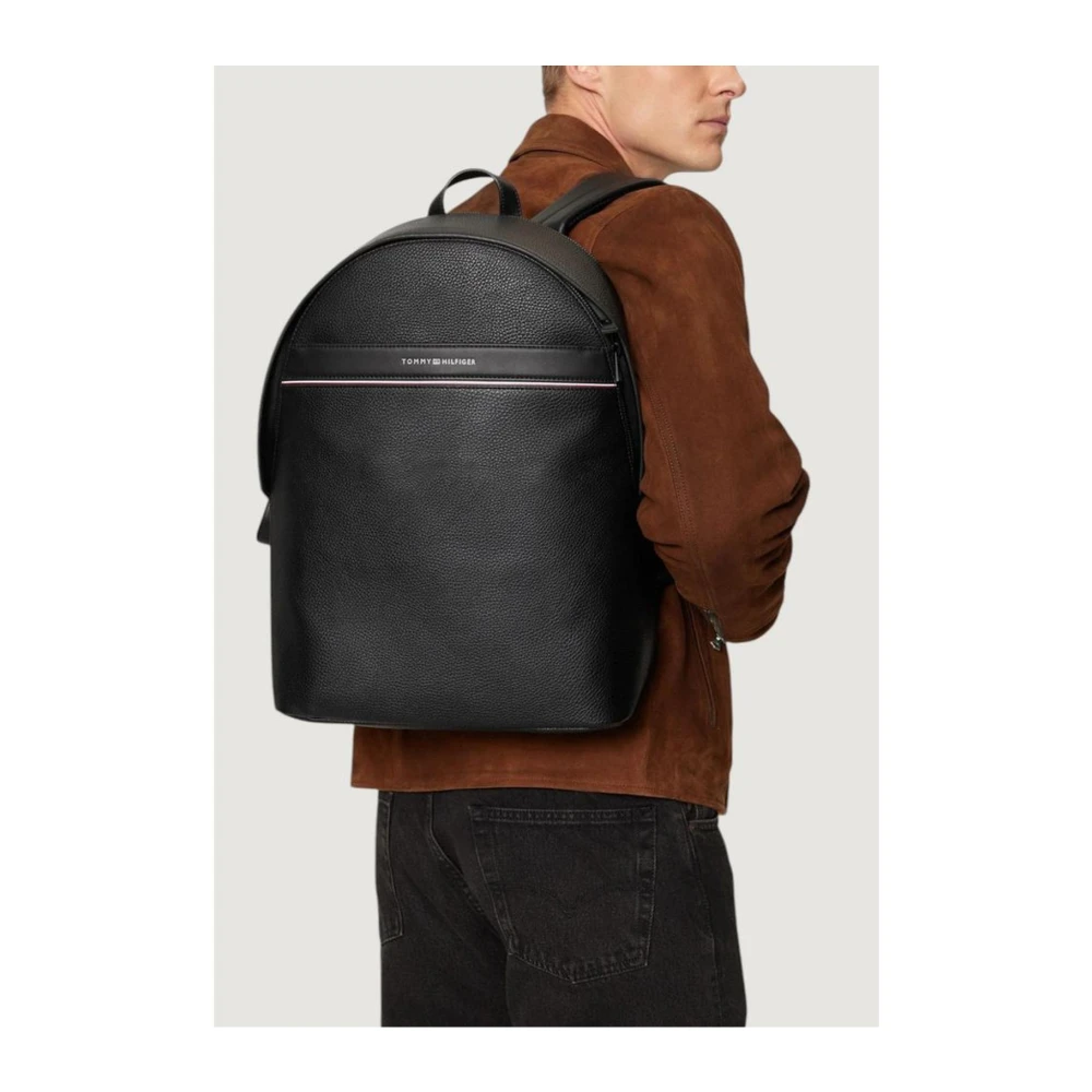 Tommy Hilfiger Zwarte Polyurethaan Polyester Heren Rugzak Black Heren