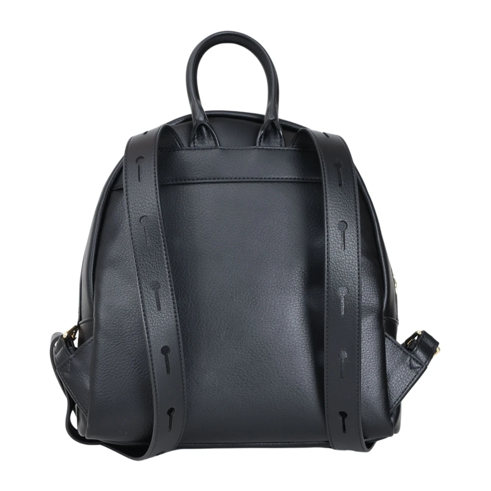 Love Moschino Zwarte Leren Rugzak met Ritssluiting Black Dames