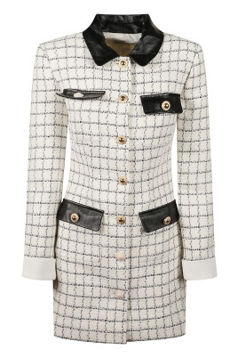 chinese dress ladies Self-Portrait Tweed Long Sleeve Mini Dress MSRP $585